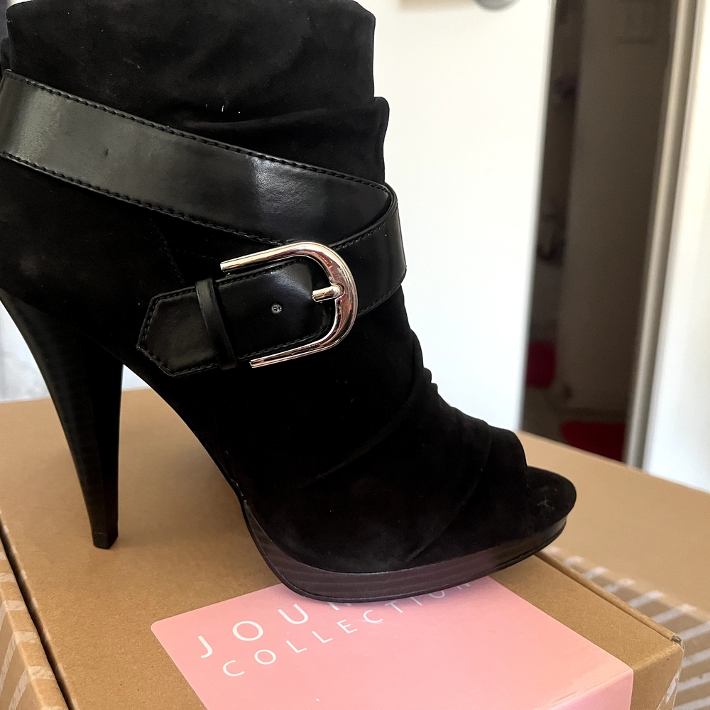 I.n.c Black Heeled Boots with Stiletto and Peep-Toe